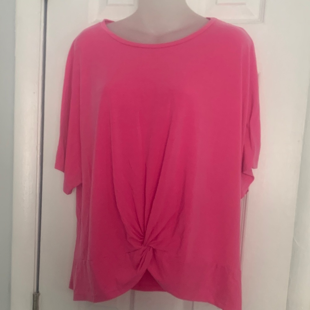GAP Bright Pink Short Sleeve Knotted Tee